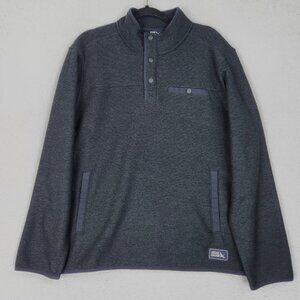 Eddie Bauer Sweater Mens Medium Black Sweater Fleece Snap Mock Neck Pullover NEW